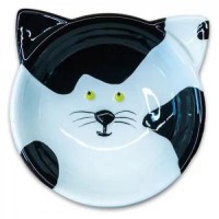 Mr.Kranch MKR007962 Миска д/кошек керамическая Мордочка кошки черно-белая 120мл*48