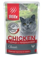 BLITZ Консервы для кошек Курица с Потрошками в соусе ПАУЧ 85гр