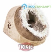 TRIXIE 36281 Лежак-пещера д/кошек "Minou" бежевый/коричневый с рисунком плюш 352641см