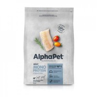 AlphaPet  Superpremium MONOPROTEIN Сухой корм для взрослых собак мелких пород из белой рыбы 0,5 кг