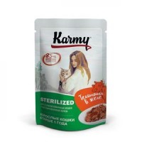 KARMY 7662/7028 STERILIZED корм для стерилизованных кошек и кастрированных котов пауч Телятина в желе 80гр
