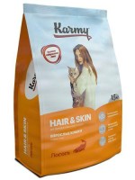 KARMY 7028/5369 сухой корм  Хэйр энд Скин для кошек, поддерживающий здоровье кожи и шерсти  Лосось 1,5кг