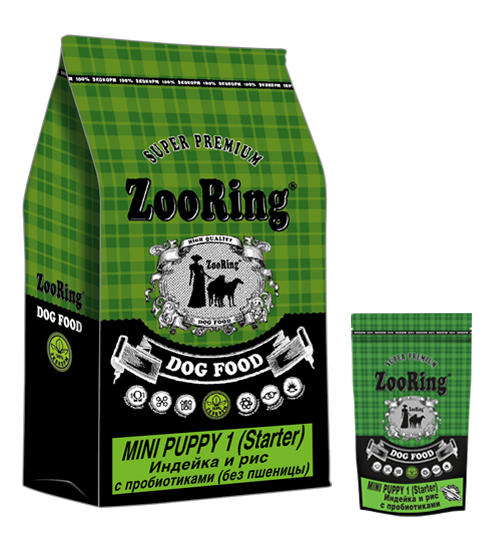 ZooRing корм для собак, Mini Puppy 1 Starter (Мини Паппи 1 Стартер) Индейка и рис 0.7 кг