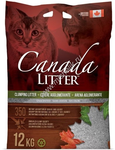 CANADA LITTER 12 кг комкующийся наполнитель для кошачьих туалетов неароматизированный