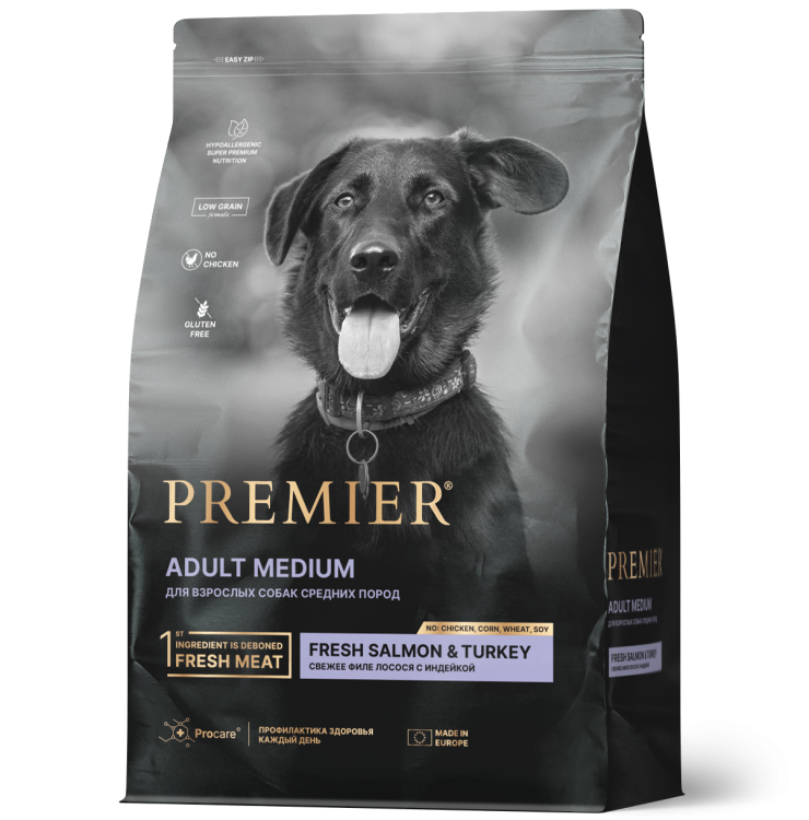 PREMIER сухой корм для собак  ADULT Medium Salmon&Turkey 10 кг