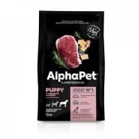 ALPHAPET SUPERPREMIUM 12 кг сухой корм для щенков до 6 месяцев, беременных и кормящих собак крупных пород с говядиной и рубцом