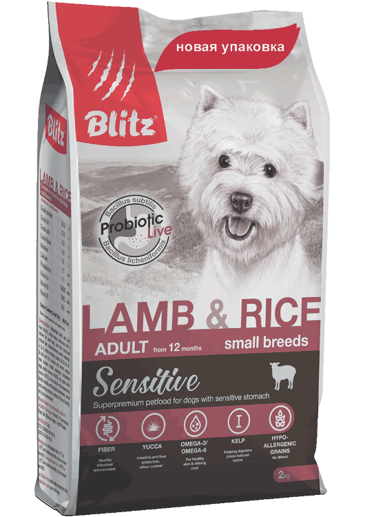 BLITZ сухой корм для собак мелких пород Ягненкок и рис