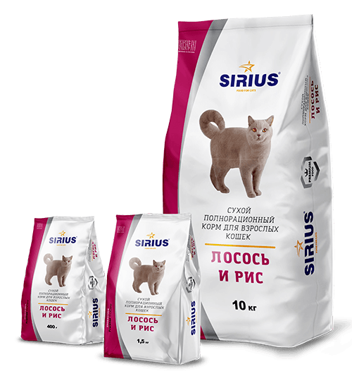 Корм для кошек Sirius Лосось и рис 10 кг