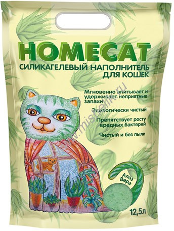 HOMECAT Алоэ Вера 12,5 л силикагелевый наполнитель для кошачьих туалетов с ароматом Алоэ Вера
