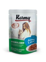 KARMY 7825/8056 STERILIZED корм для кошек пауч Лосось в желе 80гр