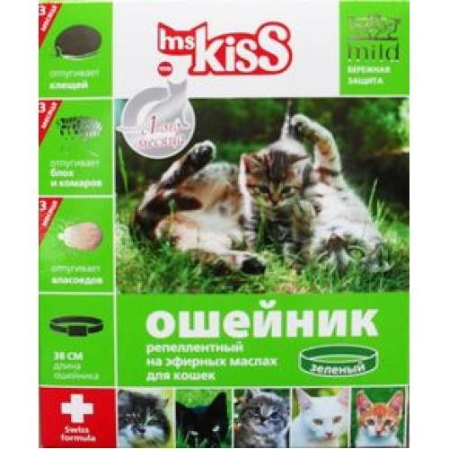 43926/MK05-00180 М. Кисс Ошейник д/кошек репеллентный 38см зеленый *24