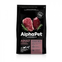 ALPHAPET SUPERPREMIUM ADULT 2 кг сухой корм для взрослых собак средних пород с говядиной и потрошками