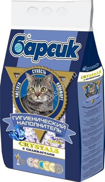 АКЦИЯ - 10% при покупке 6 шт БАРСИК CRYSTALS 4,54 л силикагелевый наполнитель для кошачьих туалетов