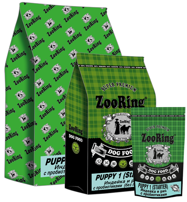 ZooRing корм для собак, Puppy 1 Starter (Паппи 1 Стартер) Индейка и рис 2 кг
