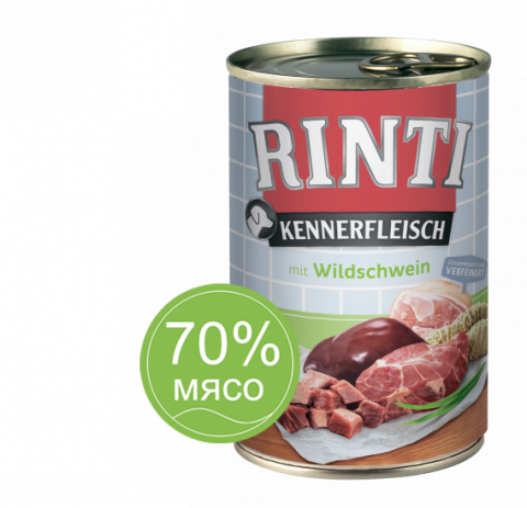 RINTI KENNERFLEISCH mit Wildschwein Дикий кабан Влажный корм для собак   0,4 кг