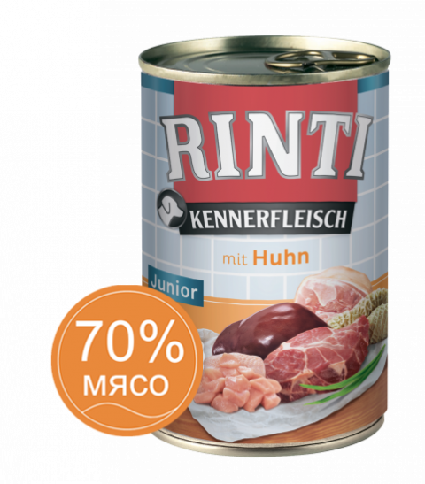 RINTI KENNERFLEISCH JUNIOR + Huhn Юниор Курица для юниоров Влажный корм для собак   0,4 кг