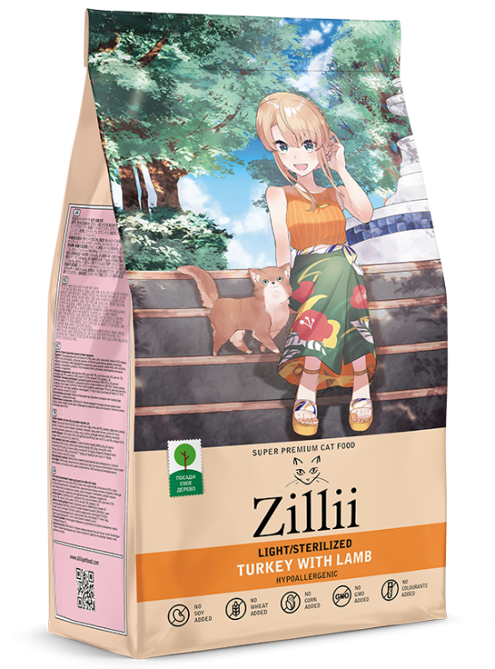 ZILLII Light/Sterilized сух.корм для кошек Индейка/ягнёнок