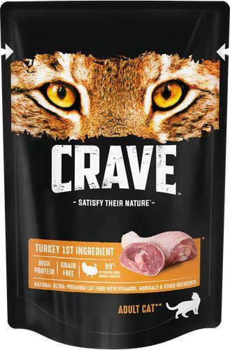 10232133 CRAVE Корм консервированный для взрослых кошек Индейка (пауч) 70гр