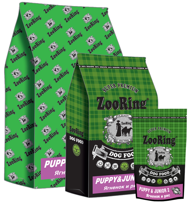 ZooRing корм для собак, Puppy&Junior 2 (Ягненок и рис) 2 кг
