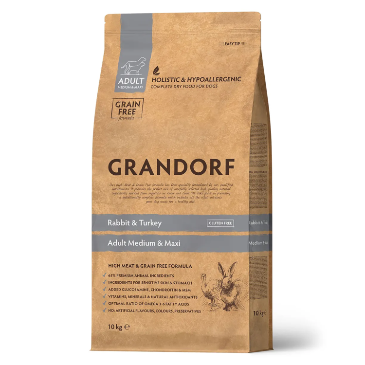 Корм для собак Grandorf кролик с индейкой для средних и крупных пород (10 кг)