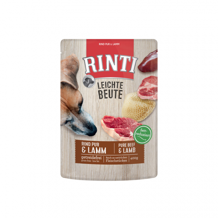 RINTI LEICHTE BEUTE Rind Pur + Lamm Говядина и ягненок Пауч Влажный корм для собак  0,4 кг