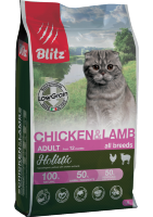 BLITZ Holistic ADULT CAT CHICKEN & LAMB низкозерновой корм для кошек Курица и Ягненок