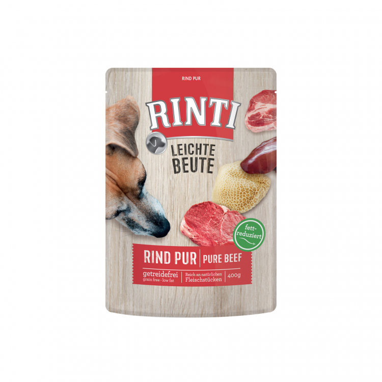 RINTI LEICHTE BEUTE Rind Pur Говядина Пауч Влажный корм для собак   0,4 кг