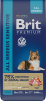 Brit Premium Dog Sensitive, сухой корм для собак с чувствительным пищеварением  ягненок и индейка, 15 кг