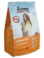 KARMY 7027/5468 сухой корм  Хэйр энд Скин для кошек, поддерживающий здоровье кожи и шерсти  Лосось 400гр