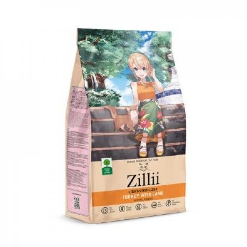 ZILLII Light/Sterilized Cat Сухой корм для взрослых кошек с избыточным весом и стерилизованных Индейка с Ягнёнком 400гр