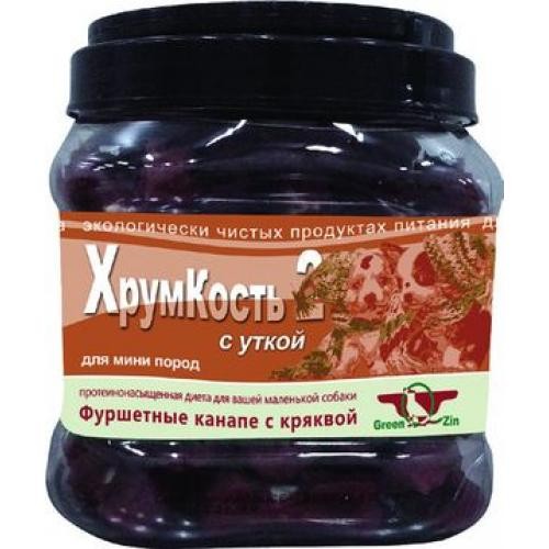 Грин Кьюзин 718505 Лакомство д/собак Хрумкость 2 (сушеные гантельки с уткой) туба 750гр*6