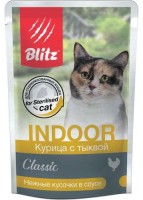 BLITZ Classic для стерилизованных кошек Курица с тыквой кусочки в соусе ПАУЧ, 85гр