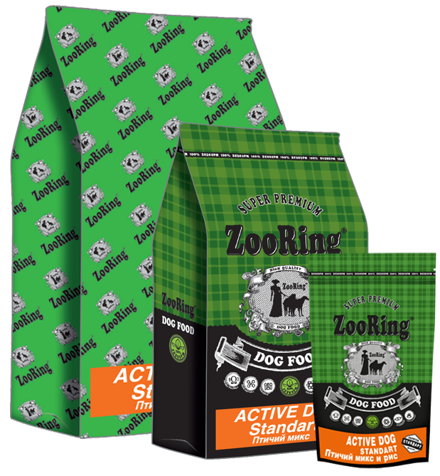 ZooRing корм для собак, Active Dog (Актив Дог) Стандарт Птичий микс  25/13, 2 кг