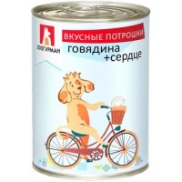 ЗООГУРМАН кон.для собак Вкусные потрошки Говядина/сердце 350гр