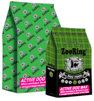 ZooRing корм для собак, Active Dog MAX (Актив дог Макси)  мясо молодых бычков  и рис. 26/15 , 20 кг