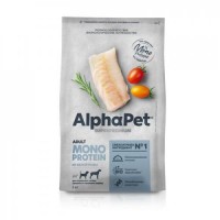 AlphaPet Superpremium MONOPROTEIN Сухой корм для взрослых собак средних и крупных пород из белой рыбы 2 кг