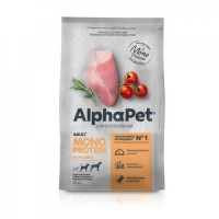 AlphaPet Superpremium MONOPROTEIN Сухой корм для собак средних и крупных пород из индейки 12кг