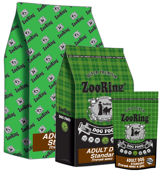 ZooRing корм для собак, Adult Dog (Эдалт Дог)  Стандарт Птичий микс  24/12, 2 кг