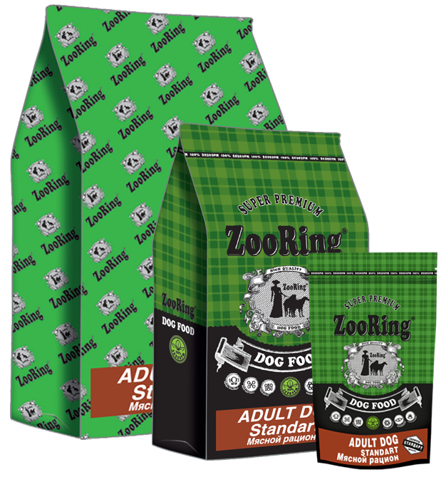 ZooRing корм для собак, Adult Dog Standart (Мясной рацион). 23/10,  2 кг