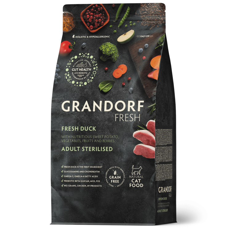 Grandorf fresh Cat Сухой корм для кошек  STERILISED Duck&Sweet Potato 2 кг