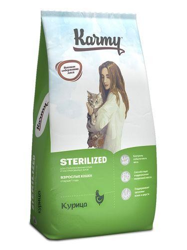 KARMY 7619/4935 сухой корм  Стерилайзд для стерилизованных кошек и кастрированных котов Курица 10кг