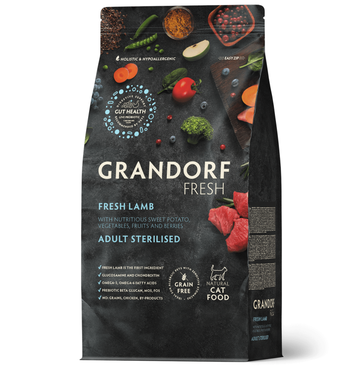 Grandorf fresh Cat Сухой корм для кошек  STERILISED Lamb&Sweet Potato 2 кг