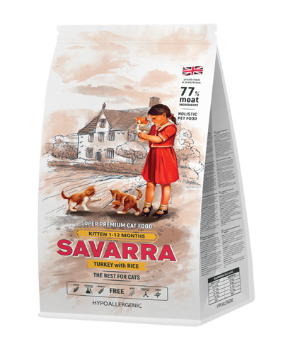 Корм для котят SAVARRA с индейкой и с рисом