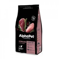 ALPHAPET SUPERPREMIUM STERILISED 3 кг сухой корм для взрослых стерилизованных кошек и котов с уткой и индейкой