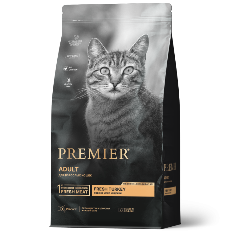 PREMIER сухой корм для кошек  CAT ADULT Turkey 2 кг