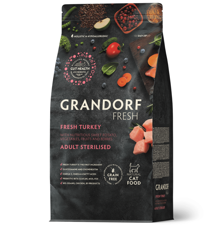 Grandorf fresh Cat Сухой корм для кошек  STERILISED Turkey&Sweet Potato 2 кг