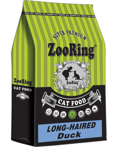 ZooRing Long-Haired Cats Duck Утка 350гр Корм сухой для длинношерстных кошек