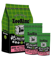 ZooRing корм для собак, Mini Active Dog (Мини Актив Дог)  мясо молодых бычков  и рис. 24/12 , 0.7 кг