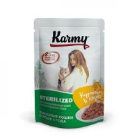 KARMY 7655/6953 STERILIZED корм для стерилизованных кошек и кастрированных котов пауч Курица в соусе 80гр