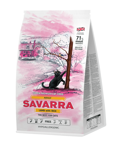 Корм для кошек SAVARRA с ягненком и с рисом